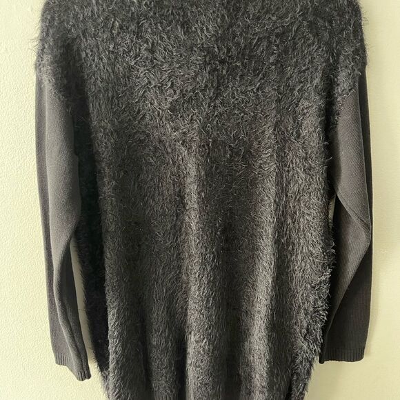 NWT Michael Stars black fuzzy cardigan snap front size medium - Picture 6 of 6